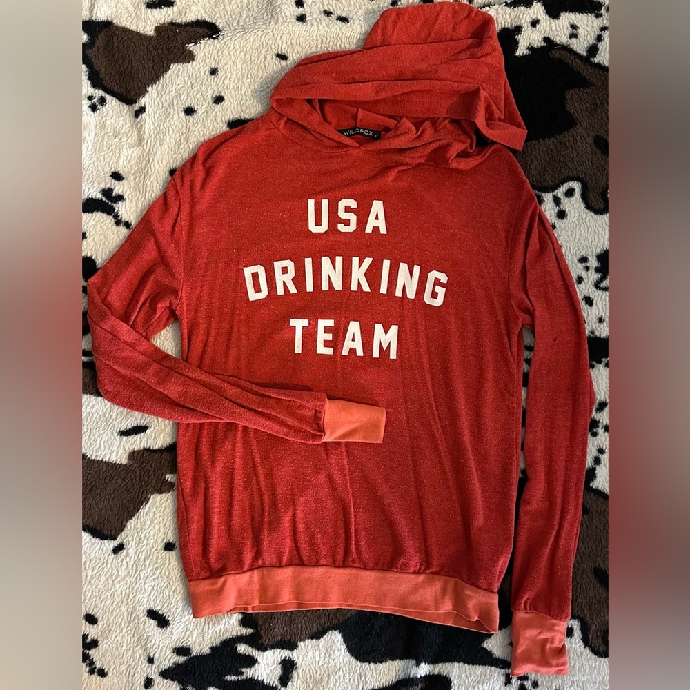 Wildfox Vibrant Red USA Drinking Team Sweater S